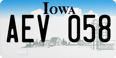 IA license plate AEV058