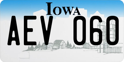 IA license plate AEV060