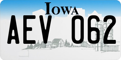 IA license plate AEV062