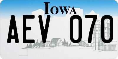 IA license plate AEV070
