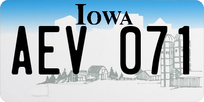 IA license plate AEV071