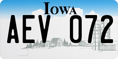 IA license plate AEV072