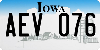 IA license plate AEV076