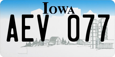 IA license plate AEV077