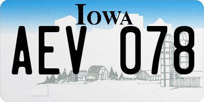 IA license plate AEV078