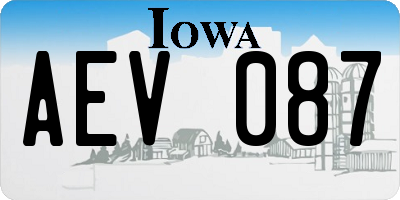 IA license plate AEV087