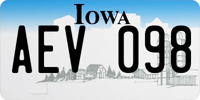 IA license plate AEV098