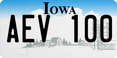 IA license plate AEV100