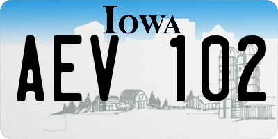 IA license plate AEV102