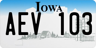 IA license plate AEV103