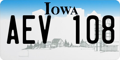 IA license plate AEV108