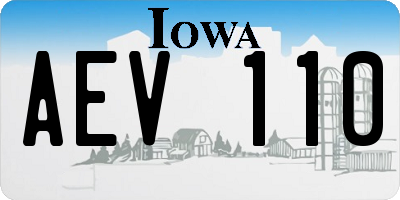 IA license plate AEV110