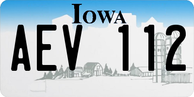 IA license plate AEV112