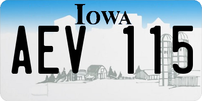IA license plate AEV115