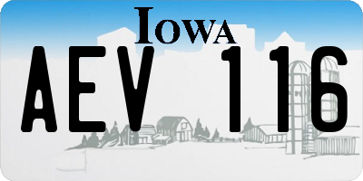 IA license plate AEV116