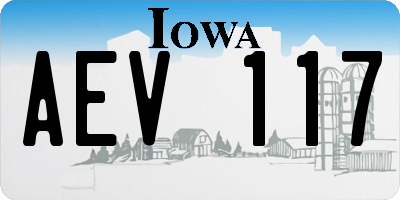 IA license plate AEV117
