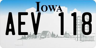 IA license plate AEV118