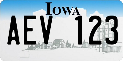 IA license plate AEV123
