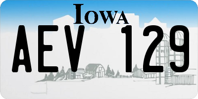 IA license plate AEV129