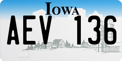 IA license plate AEV136