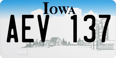 IA license plate AEV137