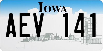 IA license plate AEV141