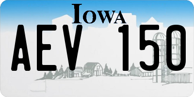 IA license plate AEV150