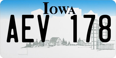 IA license plate AEV178