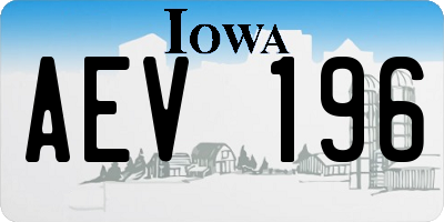IA license plate AEV196