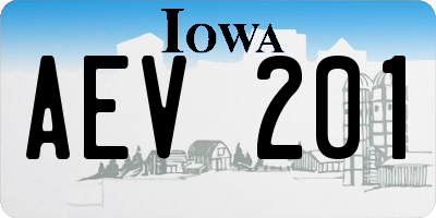 IA license plate AEV201