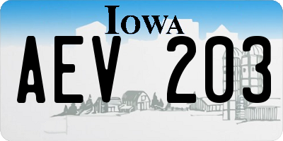 IA license plate AEV203