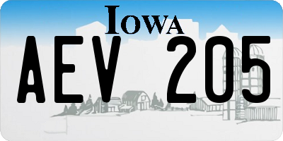 IA license plate AEV205