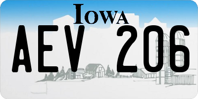 IA license plate AEV206