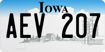 IA license plate AEV207