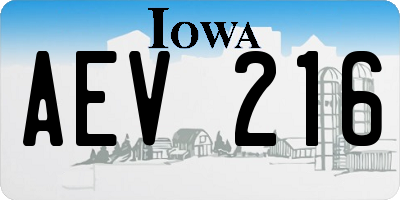 IA license plate AEV216