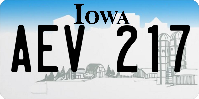 IA license plate AEV217