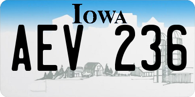 IA license plate AEV236