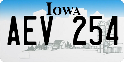IA license plate AEV254