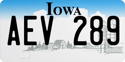IA license plate AEV289