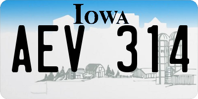 IA license plate AEV314