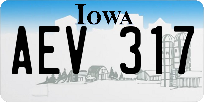 IA license plate AEV317