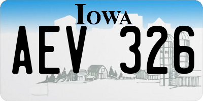 IA license plate AEV326