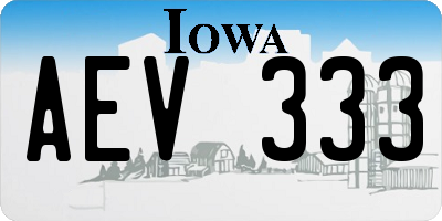 IA license plate AEV333