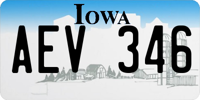 IA license plate AEV346