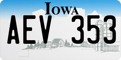IA license plate AEV353