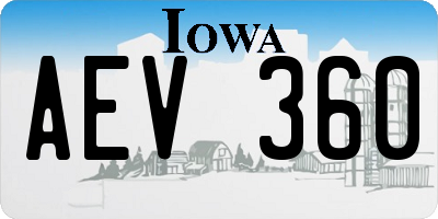 IA license plate AEV360