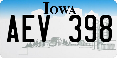 IA license plate AEV398