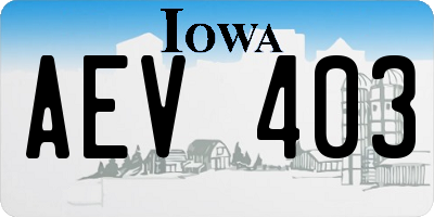 IA license plate AEV403