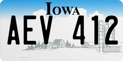 IA license plate AEV412