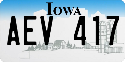 IA license plate AEV417